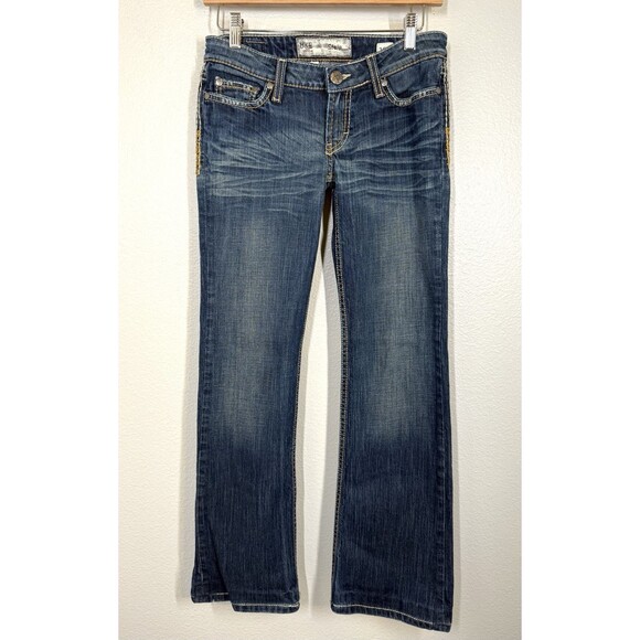 BKE Stella Bootcut Jeans Size 26R BK54116R Western y2K Denim Stitching Low Rise - Picture 2 of 13